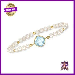 14kt Gold Topaz Pearl Bracelet 4.6ct No Clasp Women's Jewelry